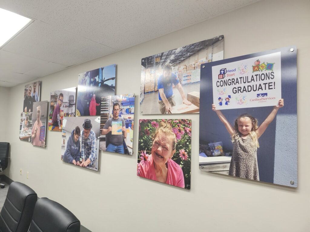 Conference Room Collage Wall with Panel Signage on Standoffs